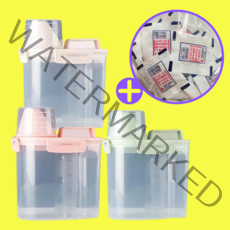 건고강 사료통 강아지 고양이 사료보관통 1.5L (방습제20팩 포함), 핑크