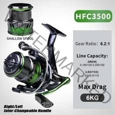 금속 루어 스피닝릴 5.2:1 DR2000-7000, 얕은 컵 HFC3500 (메탈 그립)