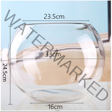 다소미얼아이디어 소형 테이블 유리 원형 어항 대형 거실 가정용 원형 큰 둥근 공으로 투명하게 돈을 벌다Z, 배 길 33cm + 채 석 + 수초 + 조개 + 소라