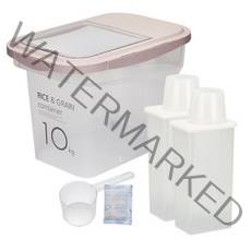 씨밀렉스 라이스키퍼 쌀통 10kg + 1300ml 잡곡통 2p, 투명핑크