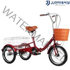성인세발자전거 자전거 삼륜 3발 3륜 삼발이 짐 어르신 노인 튼튼한, 레드+철바구니