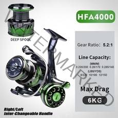 금속 루어 스피닝릴 5.2:1 DR2000-7000, 딥컵 HFA4000 (메탈 그립 샷)