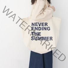 올나인 블루 레터링 캔버스 에코백