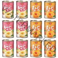 동원 백도통조림 400g x 6캔 + 황도통조림 400g x 6캔 총12캔, 황도6개+백도6개