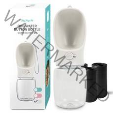 딩동펫 반려동물 휴대용 버튼식 물병 350ml + 풉백 3롤, 화이트, 1개