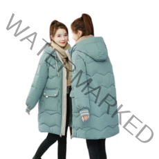 Wxie 여자 가을 겨울 두꺼운 재킷 후드 점퍼 롱 패딩점퍼