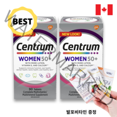 Centrum 센트룸 실버 우먼 여성 멀티비타민 + 미네랄 50대 이상 캐나다 생산제조 종합비타민 종합영양제 50대이상영양제 갱년기 여성영양제 비타민A 루테인 마그네슘 함유, 2병, 90캡슐