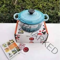 Lecreuset [르쿠르제] 18cm 무쇠 양수 냄비 미키 콜라보 집들이 선물 5종, 블루