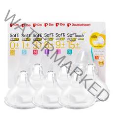 [더블하트]SofTouch 모유실감 젖꼭지 SS/S/M/L/LL(6개입), 3개월~, 2개입x3