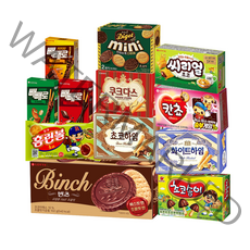 [안녕골목마켓] 곽과자12종세트_빼빼로3종+홈런볼+빈츠+다이제미니+쿠크다스+쵸코하임+화이트하임+씨리얼+칸쵸+초코송이, 과자12종, 1개