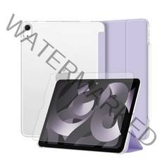 제이로드 아이패드 클리어 슬림 케이스 + 종이질감필름 세트, 라이트퍼플