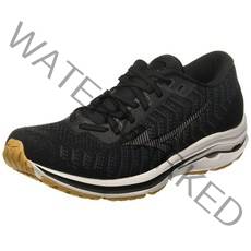 Mizuno 남성용 웨이브 라이더 24 웨이브니트 러닝화 블랙-다크 섀도우.