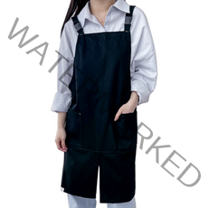 리빙생각 앞트임 캔버스 멜빵 방수 앞치마, 블랙