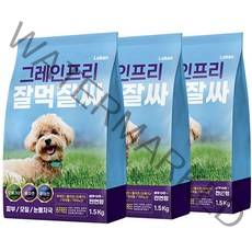 로반 잘먹잘싸 그레인프리 피부 모질 눈물자국 강아지 사료, 연어, 1.5kg, 3개