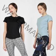 1+1 요가복상의 반팔 티 필라테스상의