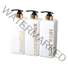 로맨틱노벰버 사각흰색 골드 욕실 디스펜서 0.8L 3종 세트, 1세트