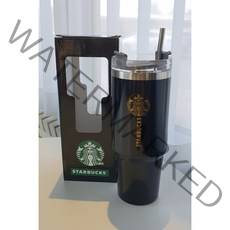 스타벅스 유광 대용량 텀블러 900ml (스테인리스빨대+텀블러+포장박스) 사은품 어린이집선물 답례품 집들이선물, 블랙