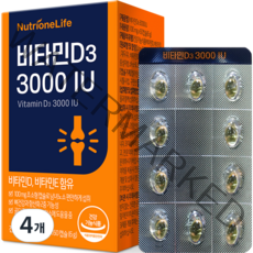 뉴트리원 비타민D3 3000 IU 6g, 60정, 4개