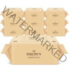 브라운 오리지널 플러스 저자극 아기물티슈 캡형, 80매, 10팩