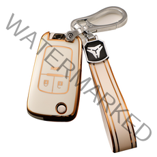 굿카굿즈 쉐보레 골드라인 스마트 차 키케이스 키홀더 3버튼 4버튼 폴딩키, 아이보리, 쉐보레 3버튼