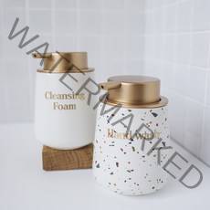 홈스토킹 호텔 욕실 도자기 세라믹 거품용기 욕실 디스펜서, 테라조 골드 400ml, HAND WASH