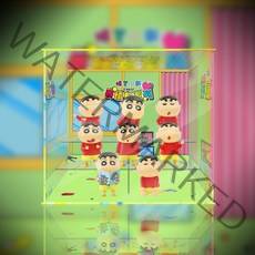 52TOYS 짱구 표정 집 배경 하우스 아크릴 케이스 피규어 수납 전시 다이, 투명아크릴(배경있음)+상부조명