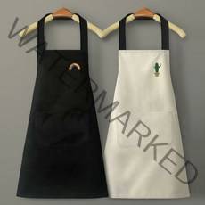 방수 앞치마 카페 바리스타 여름 어린이집 미술 애견 미용, 블랙-무지개