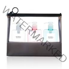 놀자리빙 무지 샴푸통 화장품용기 공병 150ml x 3종 + 지퍼백, 공병(투명 밝은색), 1세트