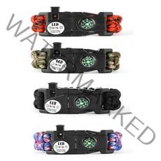 생존팔찌 나침판 파이어스틱 재난 응급 생존용품, 레드