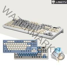 LANGTU2023년 최신형 LT-84 무선 기계식 키보드 유선 2.4G 블루투스 연결 LED 스크린 회전 버튼 키캡 무충격 디자인 RGB 램프 효과, 베이지