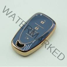 제이엠 쉐보레 스마트 키케이스 키링 스트랩 TPU 키커버 스파크 말리부, 쉐보레 4버튼 블루