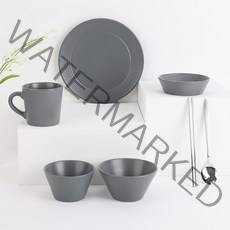 블룸엣홈 스트리샤 식기세트 6p, 딤그레이, 공기 + 대접 + 머그컵 + 찬기 중 + 접시 대 + 수저
