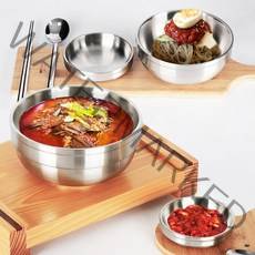 국산 스텐이중그릇 덮밥 곰탕 냉면기 칼국수 그릇, 대-1개, 이중냉면기-실버