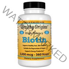 헬시오리진스 하이 포텐시 비오틴 5000mcg 브이캡 글루텐 프리 비건 무설탕, 360개입, 1개