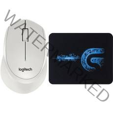 로지텍 무선마우스 M330 무선 오피스 무음 마우스 오른손 마우스 화이트 무선 2.4G리시버, 마우스패드 + white
