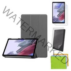 강화유리필름2장+후면쉴드 갤럭시탭A7 라이트 8.7 북커버 케이스 SM-T220 T220N T225 T225N Lite 삼성 케이스나라, 그레이+강화유리2장+후면쉴드