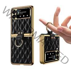 이케미 폭신한 핸드링 Z제트플립4 골드라인 케이스