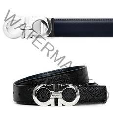 [살바토레 페라가모] 페라가모 23SS 블랙 블루 더블 간치니 리버시블 벨트 67 0070