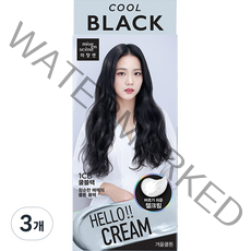 미쟝센 헬로크림 염색제, 1CB 쿨블랙, 3개
