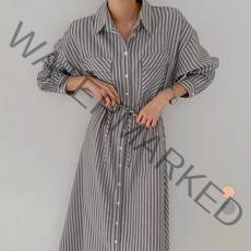 바블링브룩 여성용 스트라이프 셔츠 롱 원피스