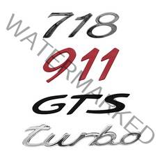 포르쉐 엠블럼 스티커 718/911/TURBO/GTS, TURBO-블랙