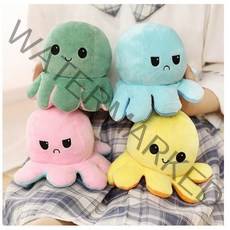 문어 인형 리버시블 감정 반전 양면 애착 20cm 4종, 1양면문어인형-주황
