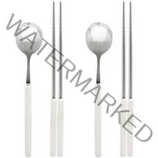 바네 수저 2인 세트, 스푼 2p + 젓가락 2p, 화이트