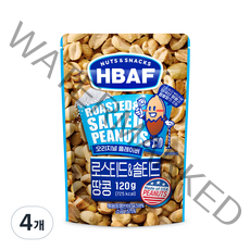 HBAF 넛츠 앤 스낵스 로스티드 앤 솔티드 땅콩, 4개, 120g