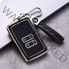 르노 QM6 SM6 XM3 차 키케이스+가죽키링 키홀더, QM6 SM6 XM3 차 키케이스+가죽키홀더, 블랙