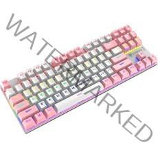 넥스원 XUNFOX 87키 LED 게이밍 유선 기계식 키보드 청축, 핑크화이트, 텐키리스, K80