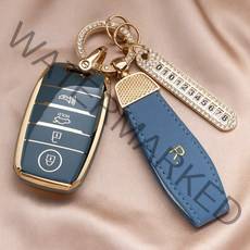 기아 스마트키 키케이스 K5 K3 더뉴K5 올뉴K5 EV6 뉴쏘렌토R 올뉴 스포티지QL 적용 가죽 키케이스 키홀더 TPJ-KA, 네이비블루