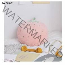 CNTCSM 쿠션 딸기 인형 플로팅 창문 장식 과일 ins풍 수박 침대 머리맡 쿠션 상큼한 잠자는 여성 유럽풍, 소녀 핑크 딸기, 쿠션(36*39cm)