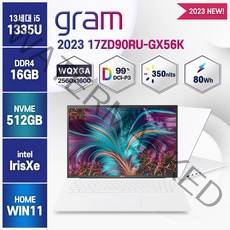 [한컴오피스/ 무선마우스 증정 ] LG 2023 그램17 17ZD90RU 13세대 인텔 i5 노트북, 화이트, 코어i5, 512GB, 16GB, WIN11 Home