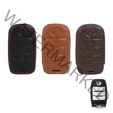 바이어블 기아 4버튼 천연 소가죽 스마트 키 가죽 케이스 VA-L12, 1개, 카멜